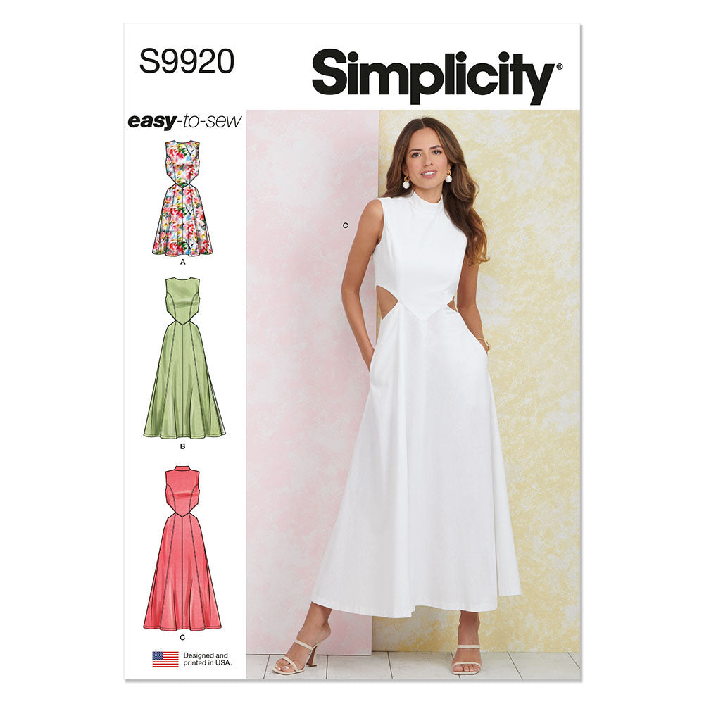SIMPLICITY EASY-TO-SEW S9920 Misses' Dress with Neckline and Length Variations