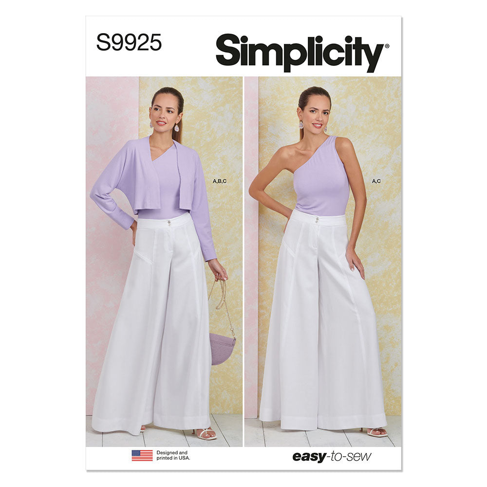 SIMPLICITY S9925 Misses' Pants, Knit Shrug And Top
