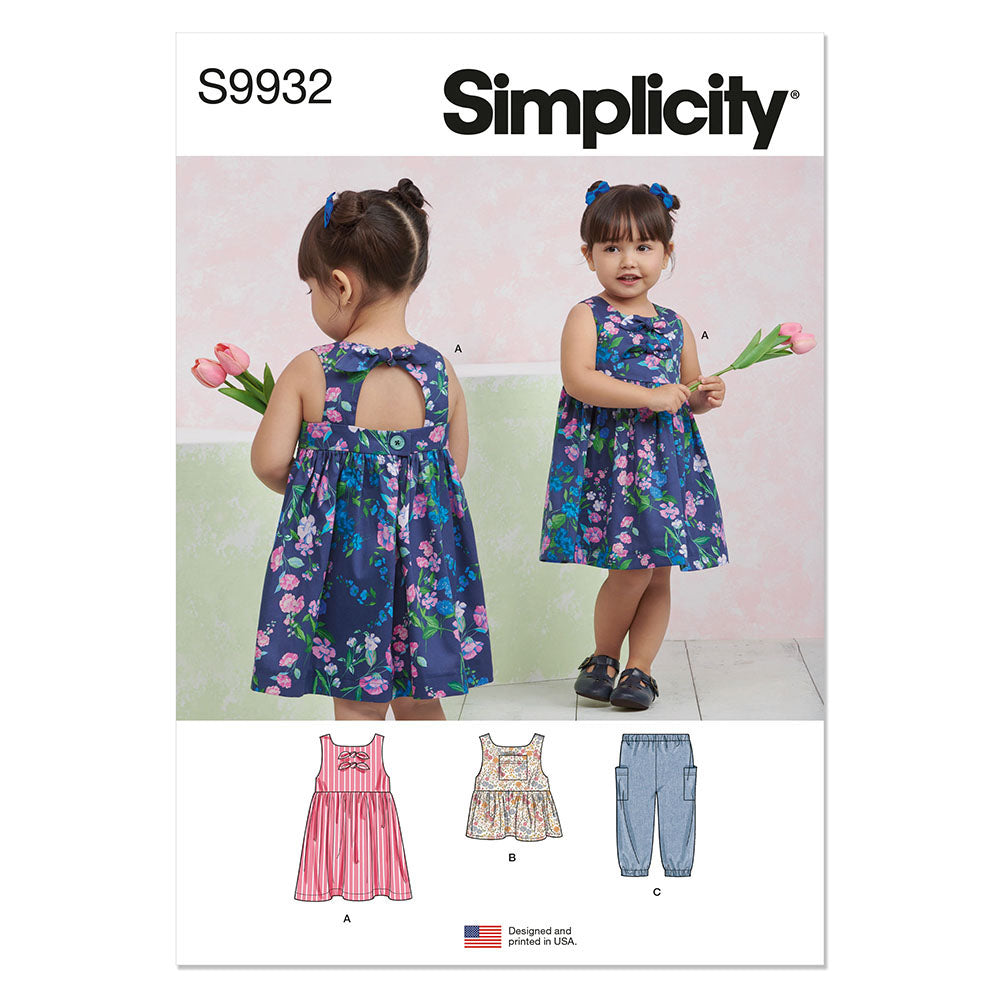 SIMPLICITY  S9932 Toddlers' Dress, Top and Pants