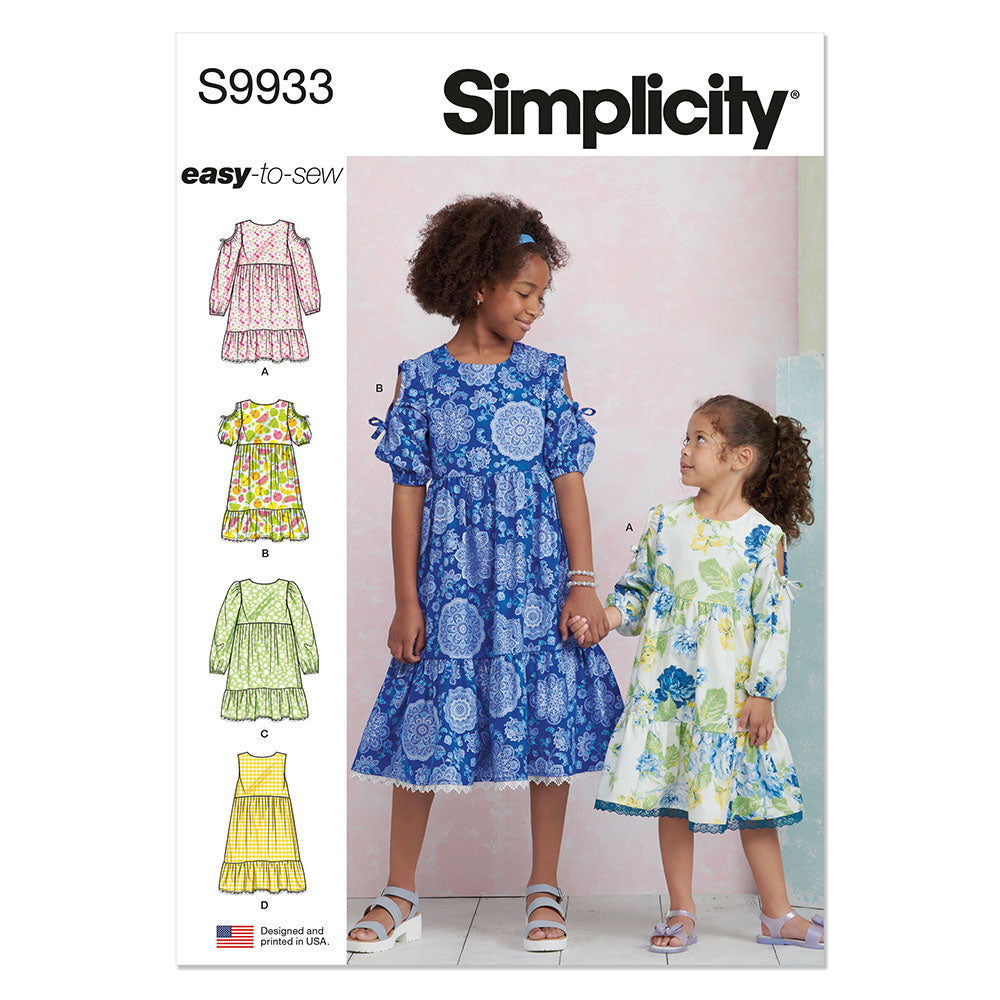 SIMPLICITY S9933 Children'S And Girls' Dress With Sleeve Variations