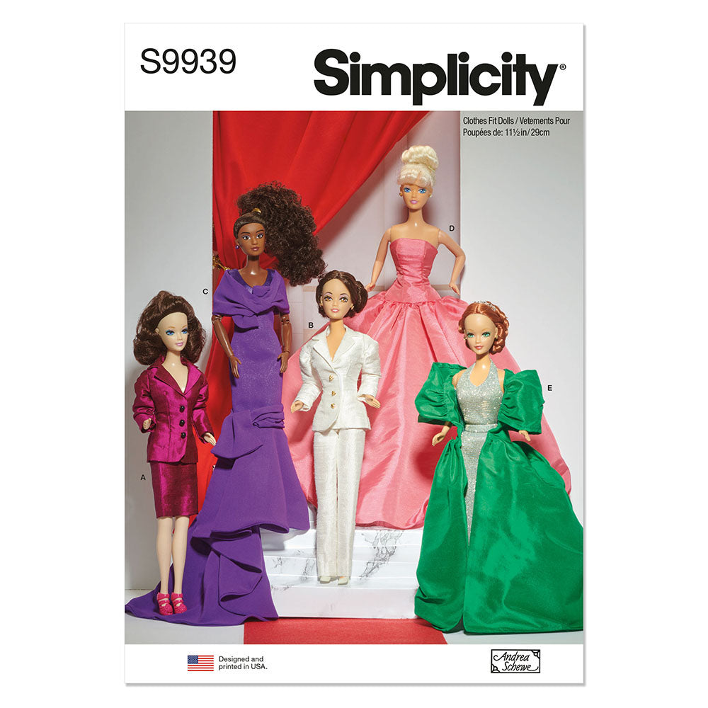 SIMPLICITY  S9939 11 1/2” Fashion Doll Clothes by Andrea Schewe Designs