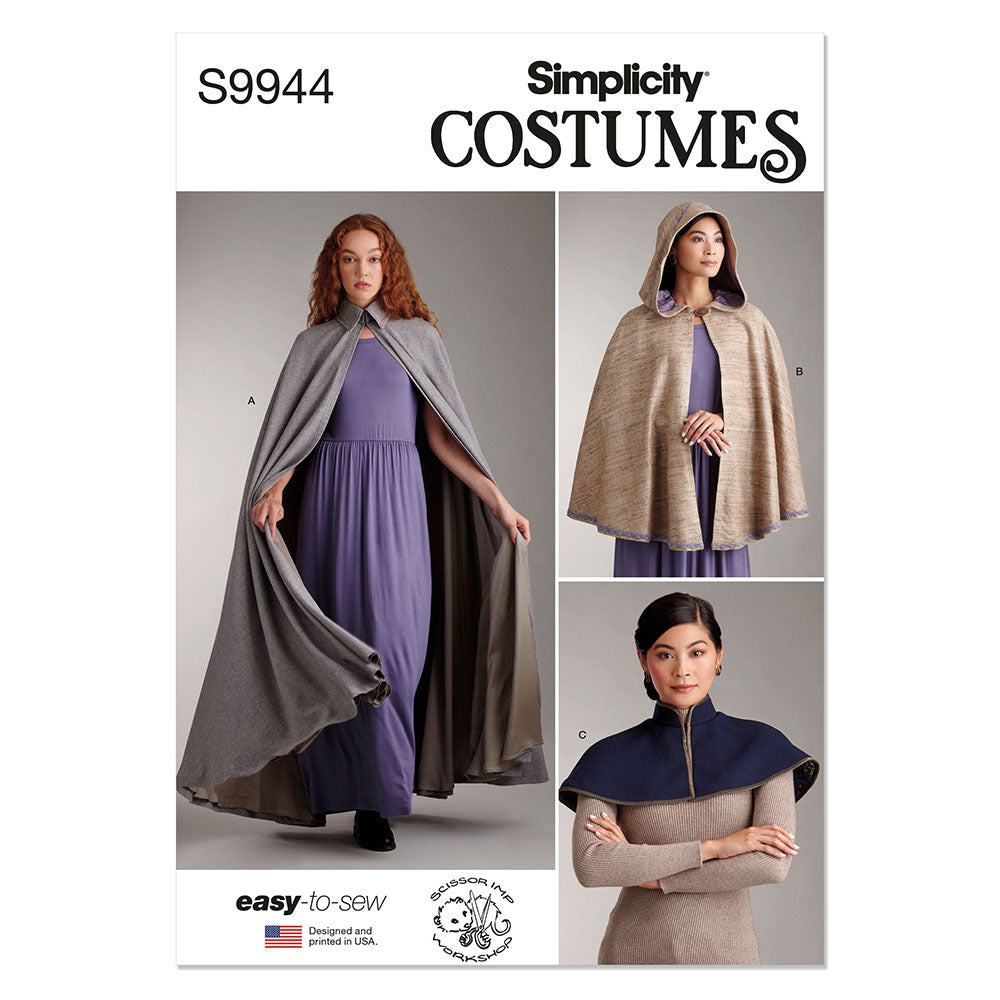 SIMPLICITY EASY-TO-SEW S9944 Misses' Capelet and Cape in Two Lengths by Scissor IMP Workshop