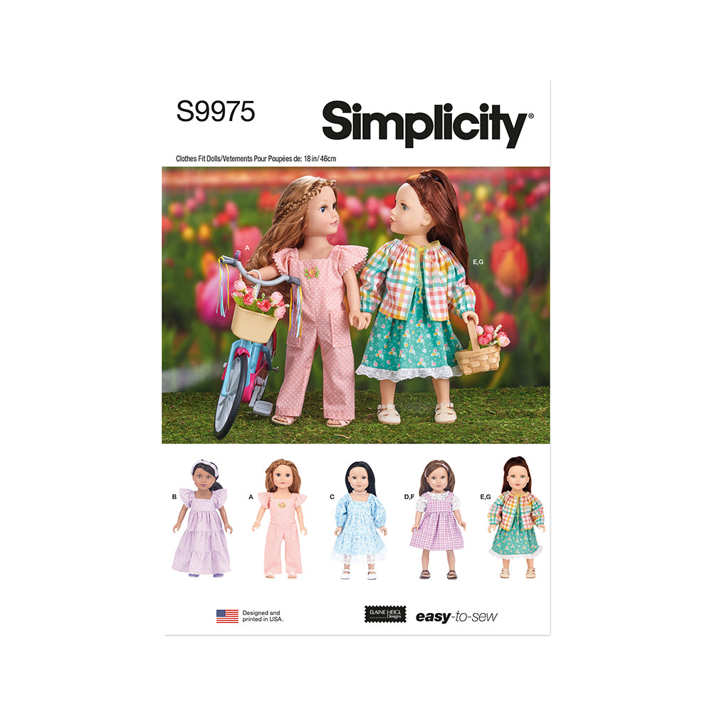 SIMPLICITY S9975 18in Doll Clothes by Elaine Heigl Designs