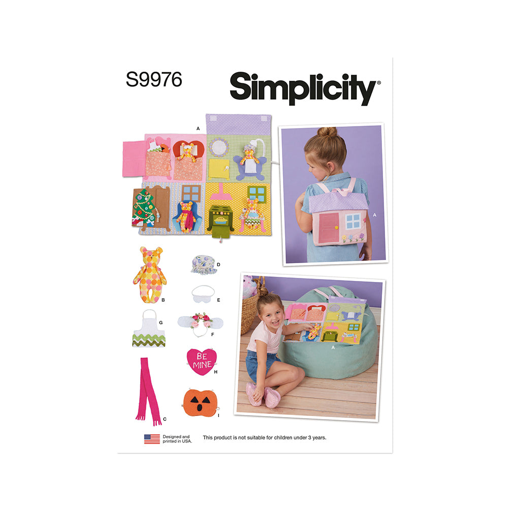 SIMPLICITY S9976 Doll House Backpack with Bear sewing pattern