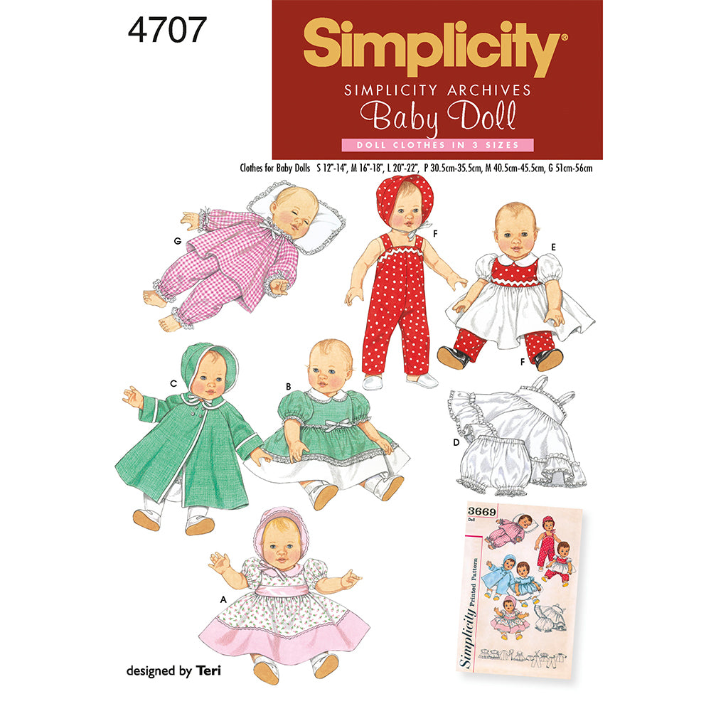 SIMPLICITY 4707 Doll Clothes