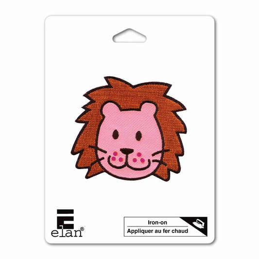 ELAN Iron‑On Motif – Lion – 66 mm – Pink
