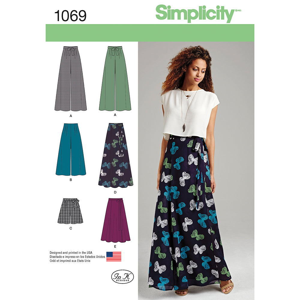 SIMPLICITY 1069 Misses' Wide-Leg Pants in Two Lengths Or Shorts And Wrap Skirt In T