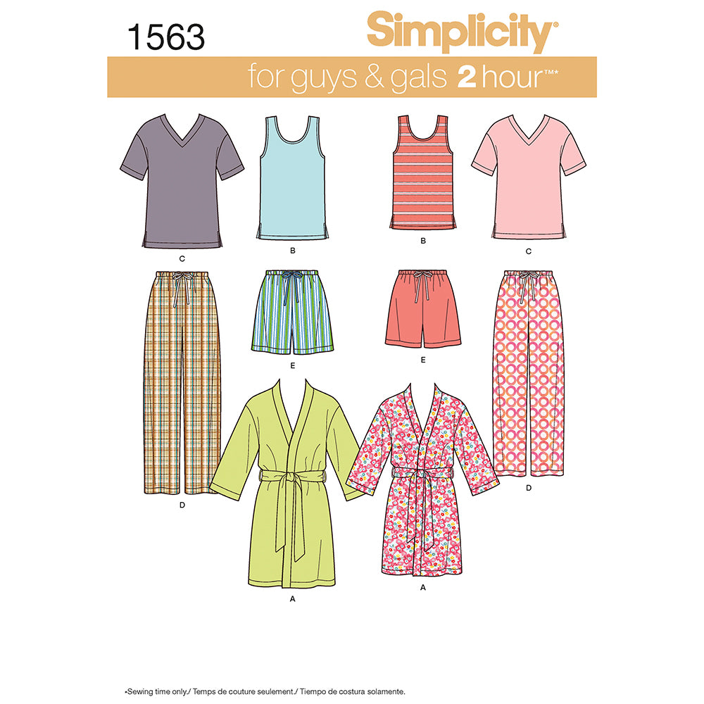 SIMPLICITY 1563 Unisex Sleepwear