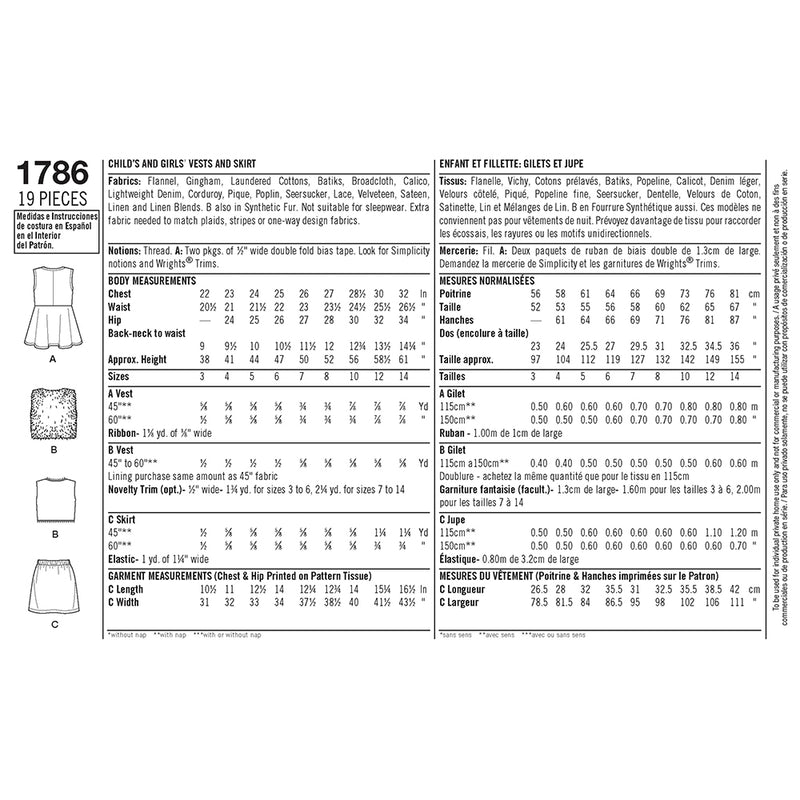 SIMPLICITY 1786 Children's Top