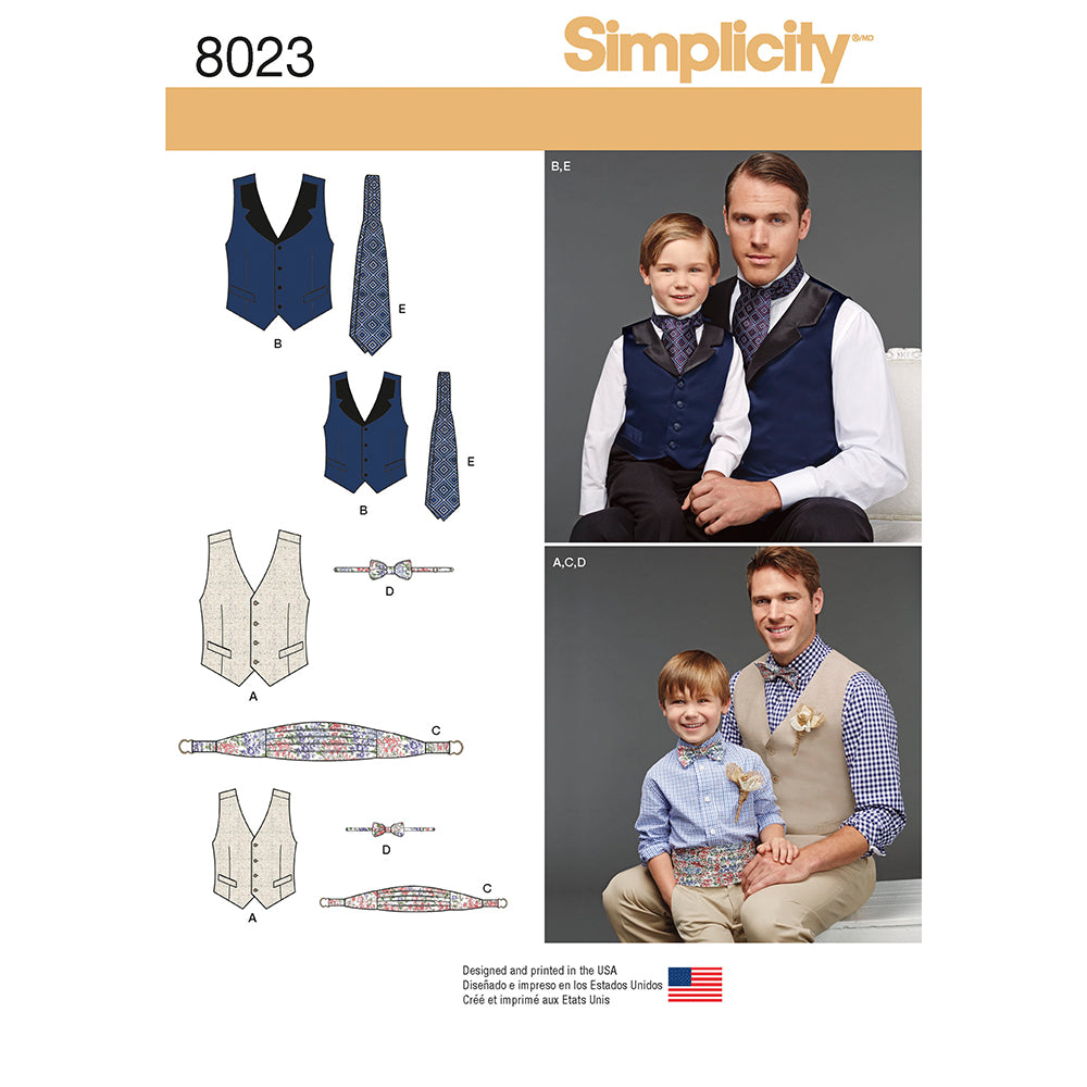 SIMPLICITY 8023 Men’s and Boys' Vest Bow Tie
