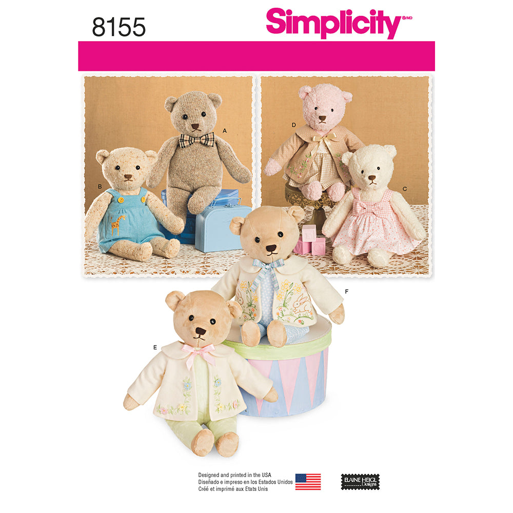 SIMPLICITY 8155 Stuffed Animal Bear