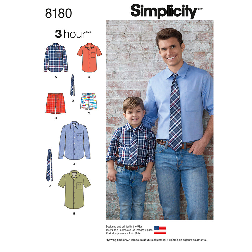 SIMPLICITY 8180 Men’s And Boys' Shirt Short