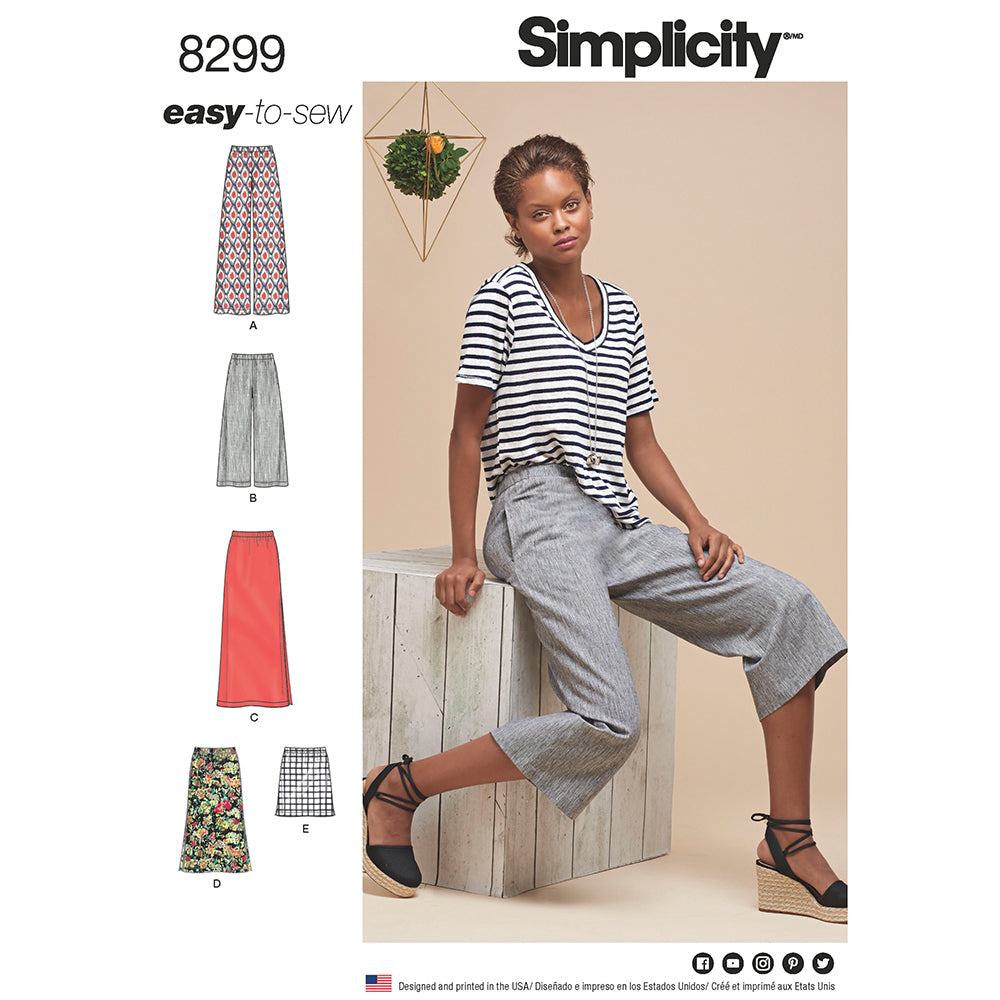 SIMPLICITY 8299 Misses' Easy Skirt Pants