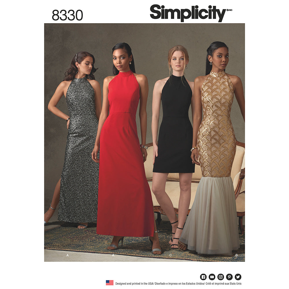 SIMPLICITY 8330 Misses' Open-Back Dress