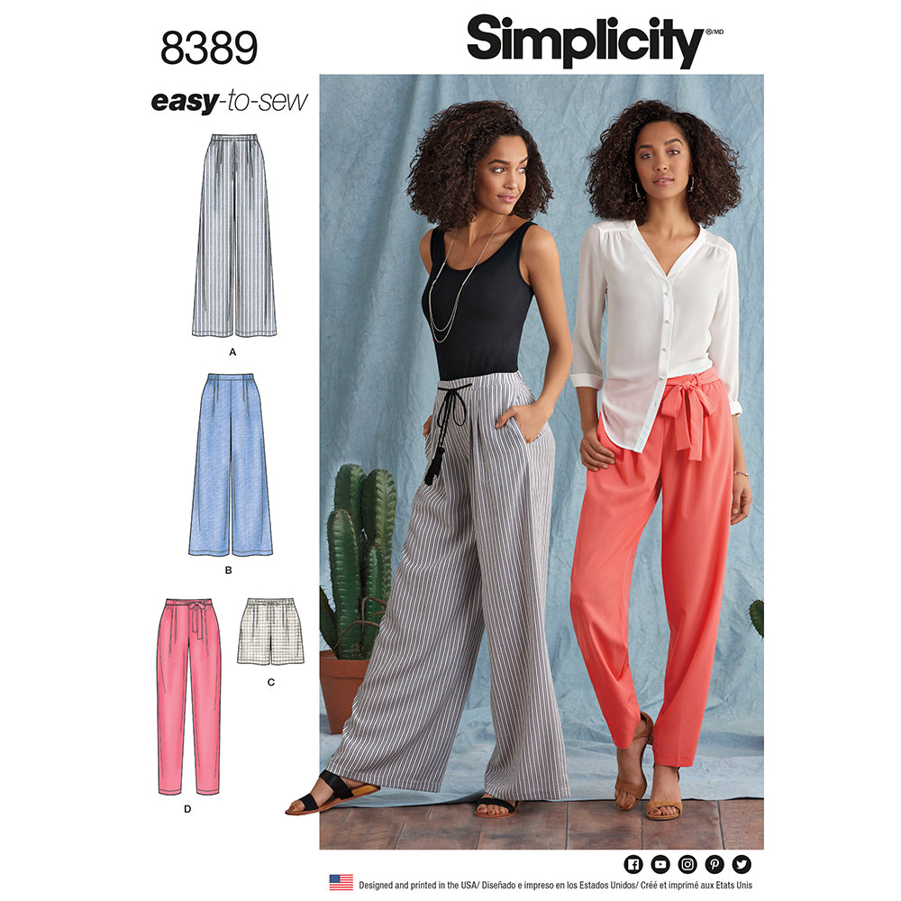 SIMPLICITY 8389 Misses' Wide-Leg Pants