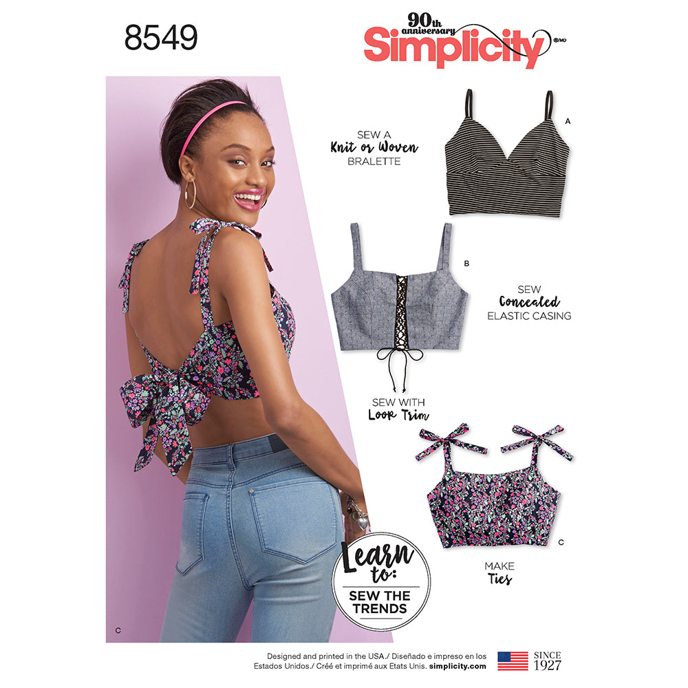 SIMPLICITY 8549 Misses' Learn To Sew Bralette