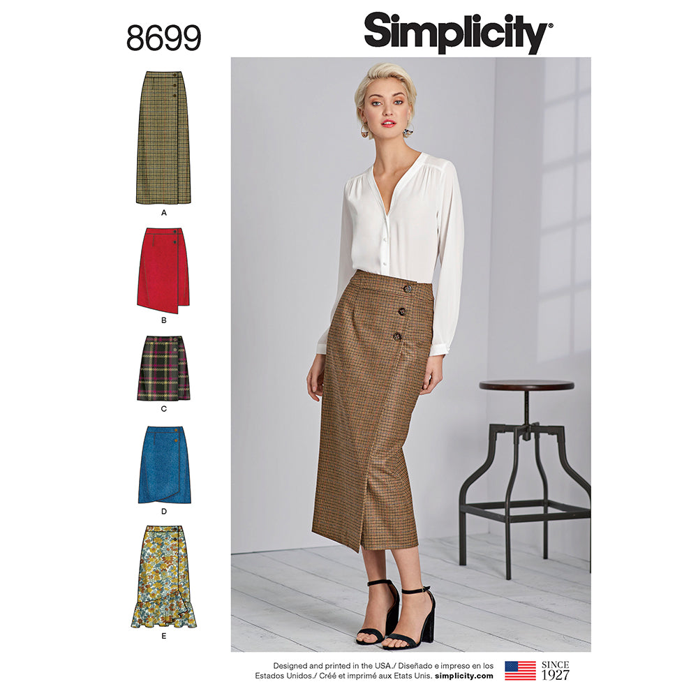 SIMPLICITY 8699 Misses' Buttoned Wrap Skirt