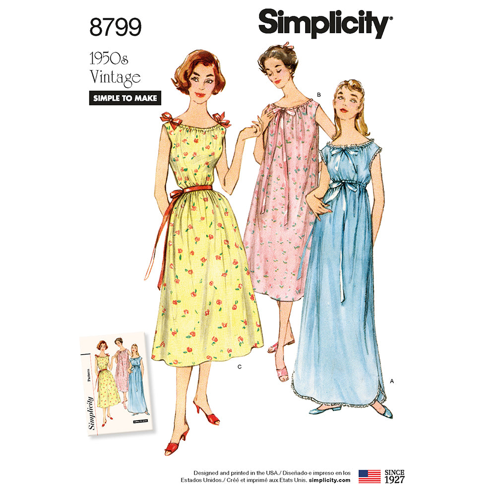 SIMPLICITY 8799 Vintage Nightgowns