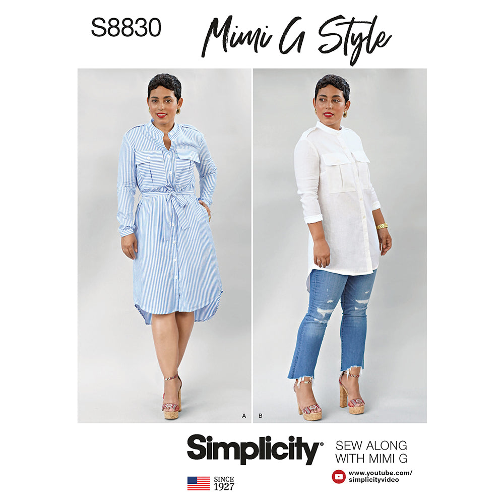 SIMPLICITY S8830 Mimi G Misses' Petite Shirt Dress