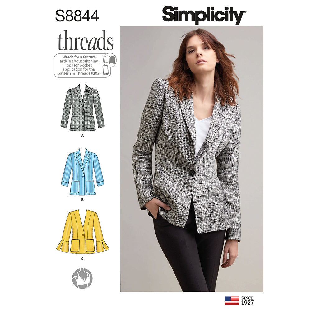 SIMPLICITY S8844 Misses' Petite Unlined Blazer