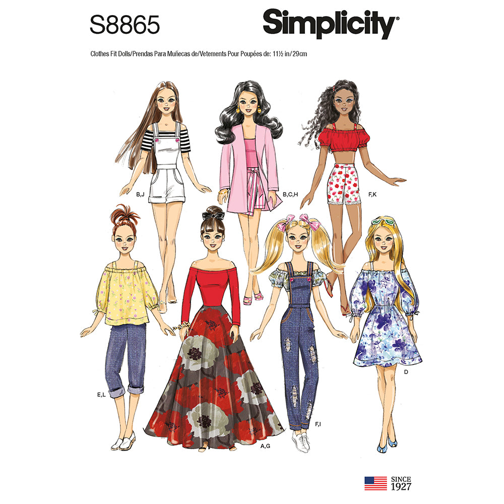 SIMPLICITY S8865 11 1 And 2in Fashion Doll Clothes