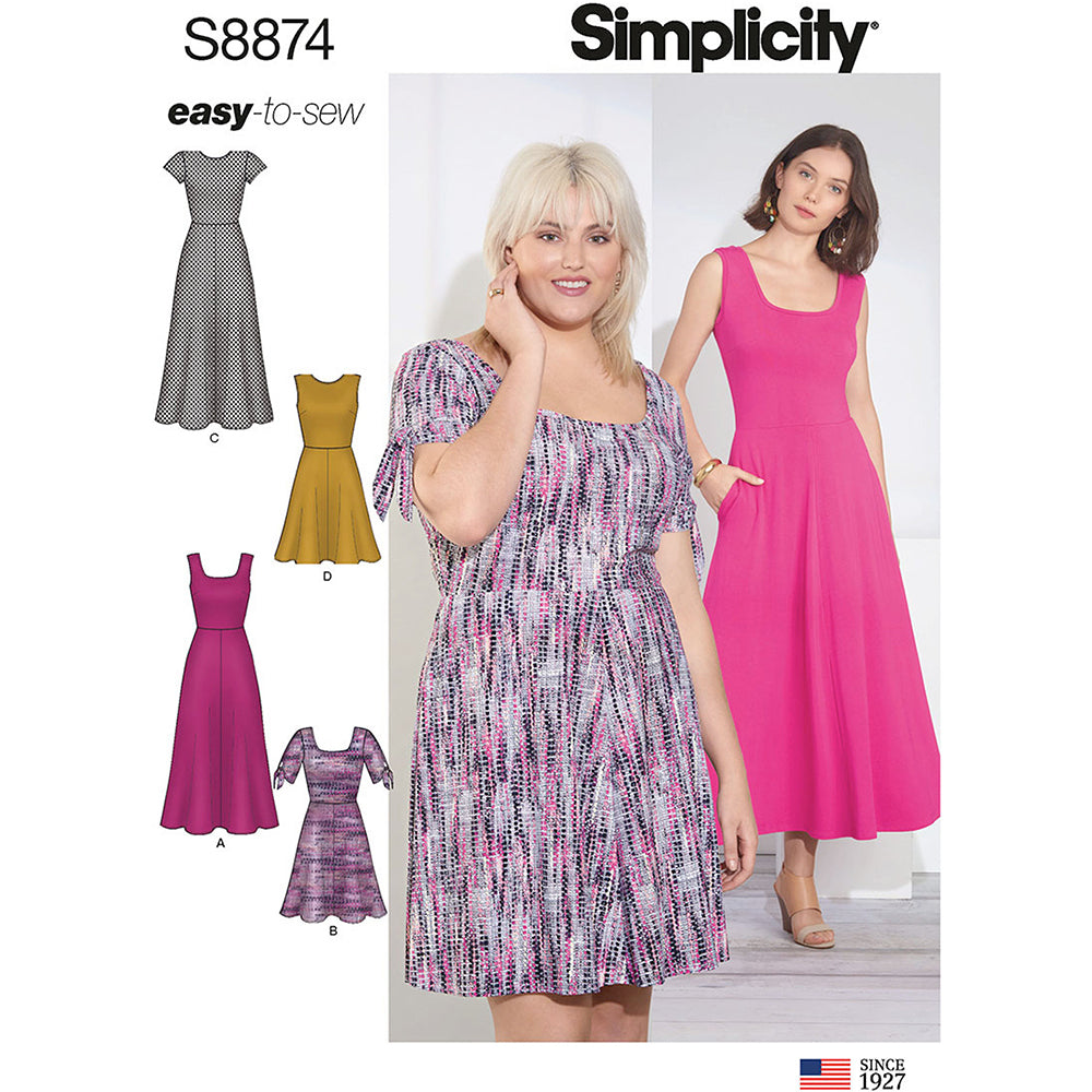 SIMPLICITY S8874 Misses' Plus Size Knit Dress