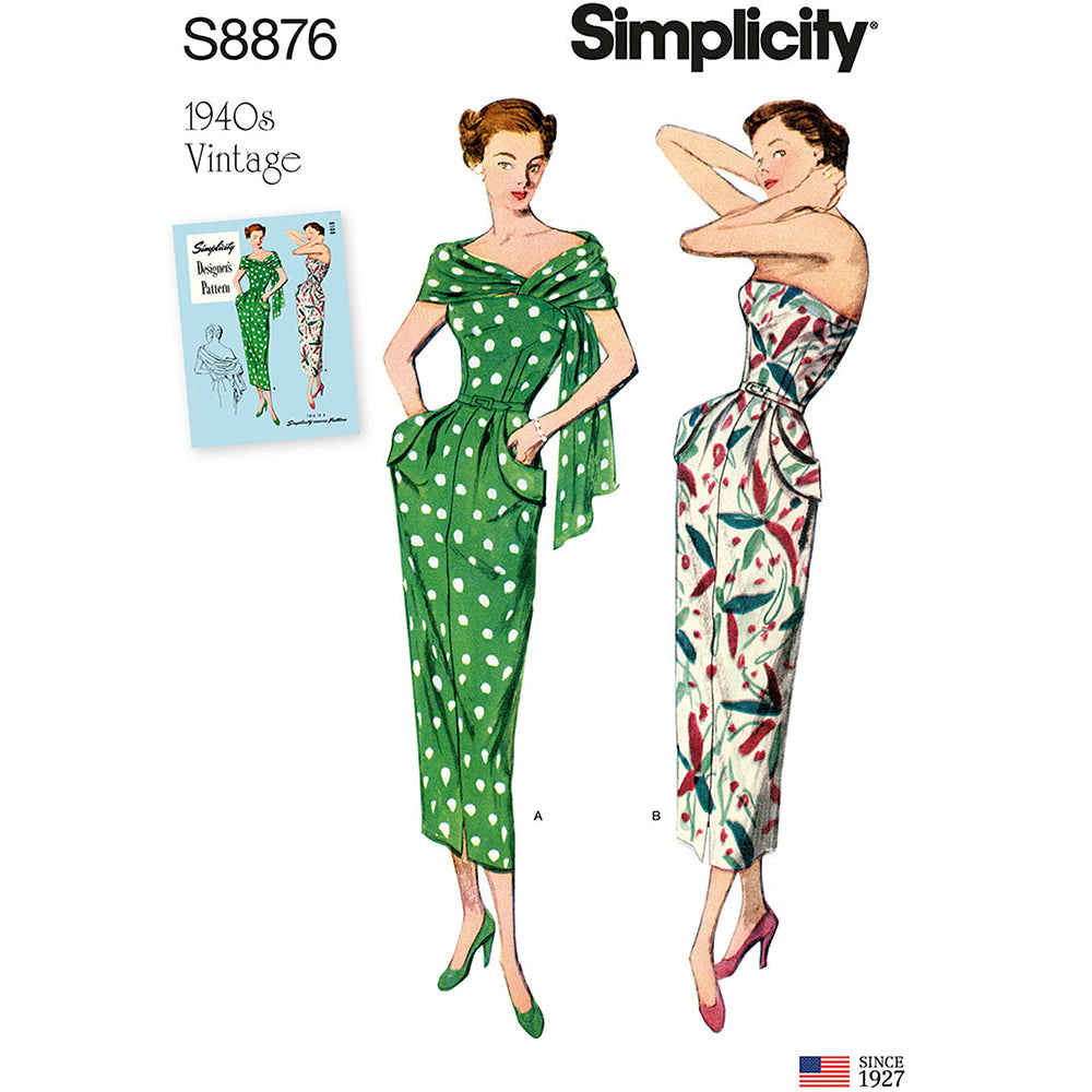 SIMPLICITY S8876 Misses' Plus Size Vintage Dress