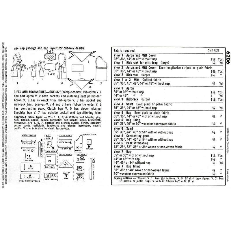 SIMPLICITY 6206 Vintage Gift Ideas
