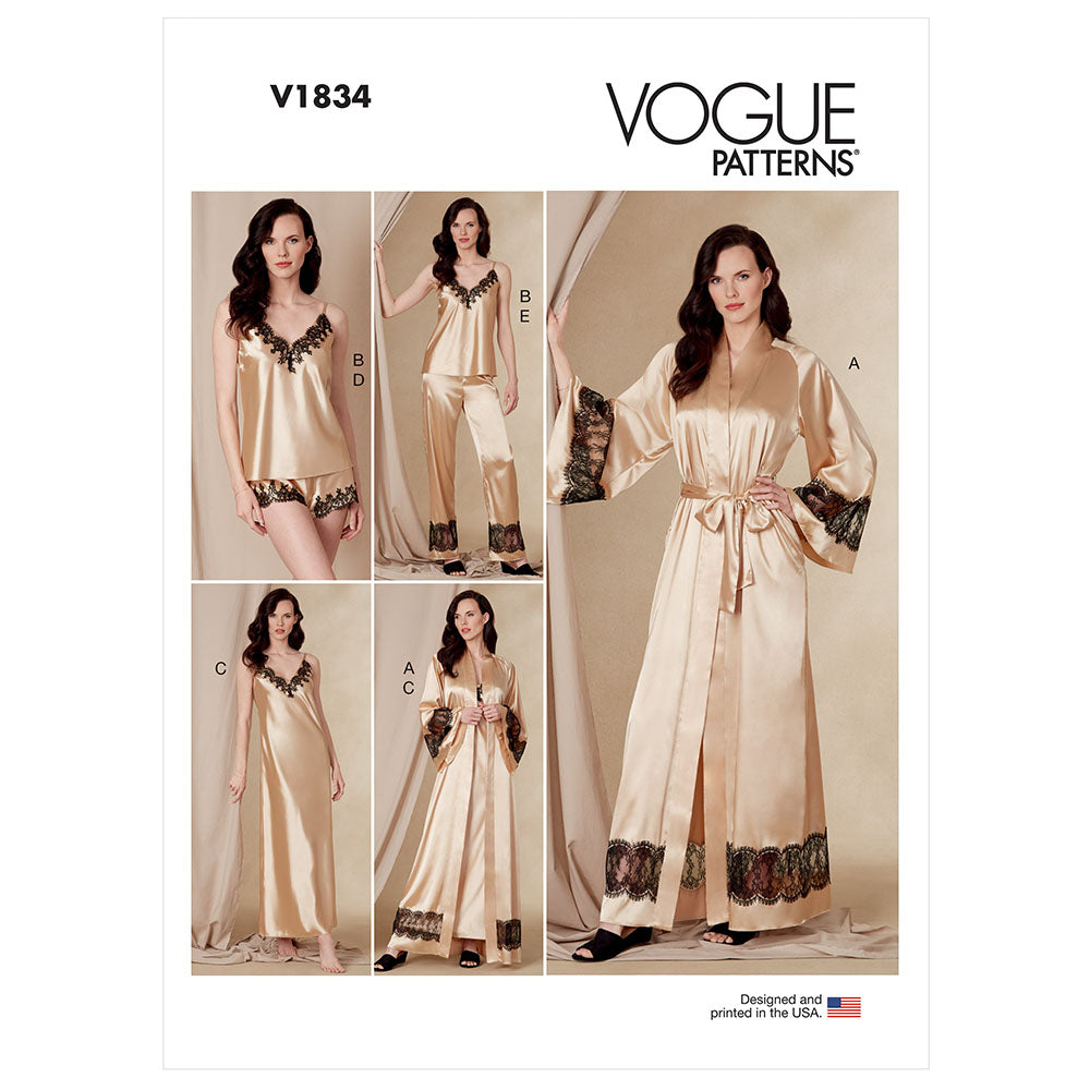 VOGUE V1834 Misses' and Misses' Petite Robe, Belt, Camisole, Slip, Shorts and Pants