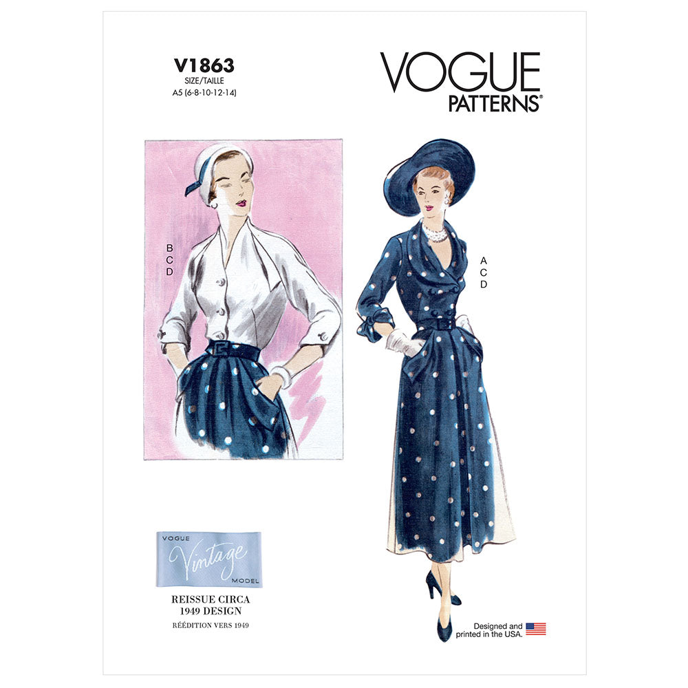 VOGUE V1863 Misses' Blouse, Skirt and Belt
