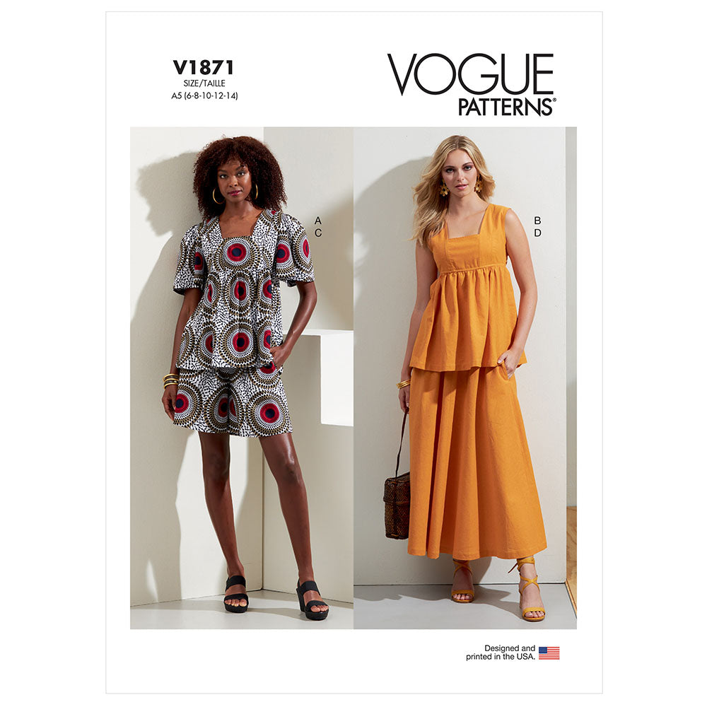 VOGUE V1871 Misses' Top, Shorts and Skirt