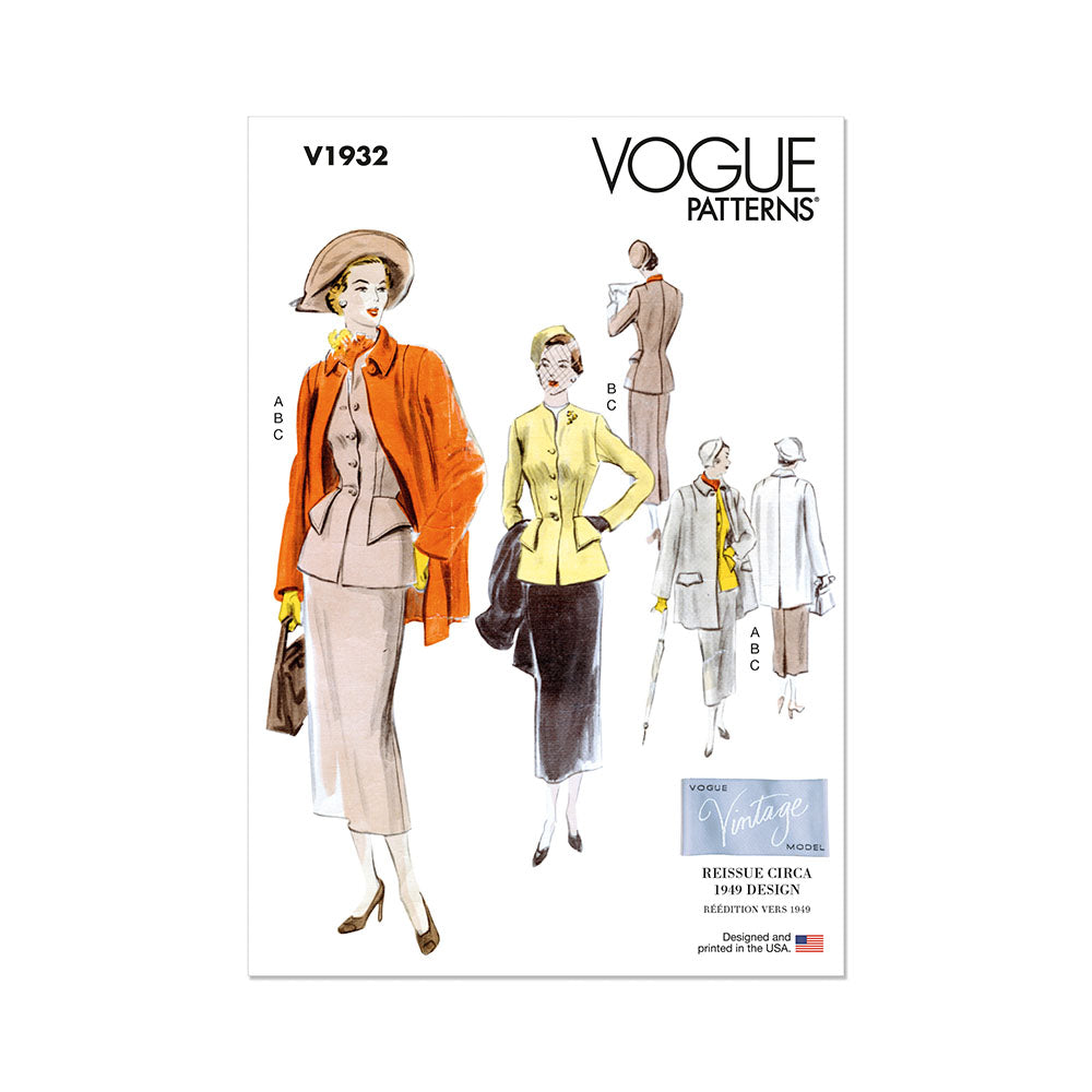 VOGUE V1932 Misses' Vintage Suit and Coat