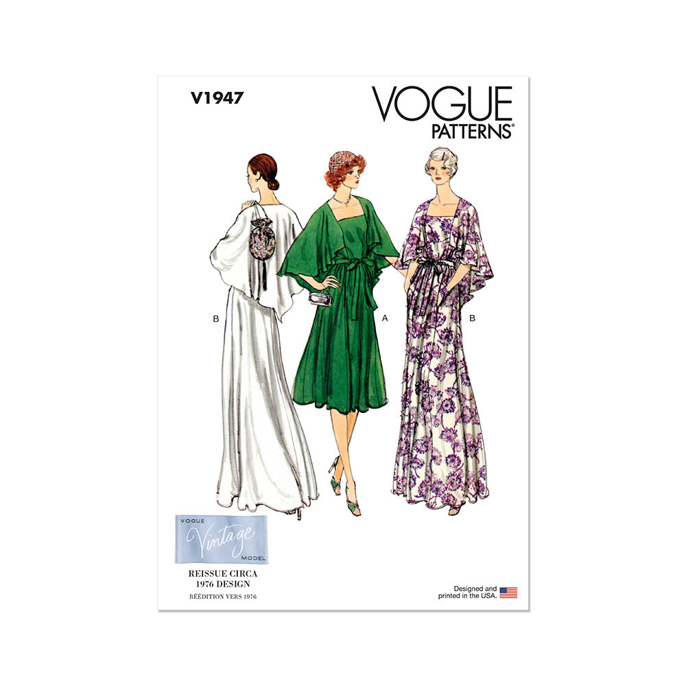 VOGUE V1947 Misses’ Evening Dress Vintage 1970'S