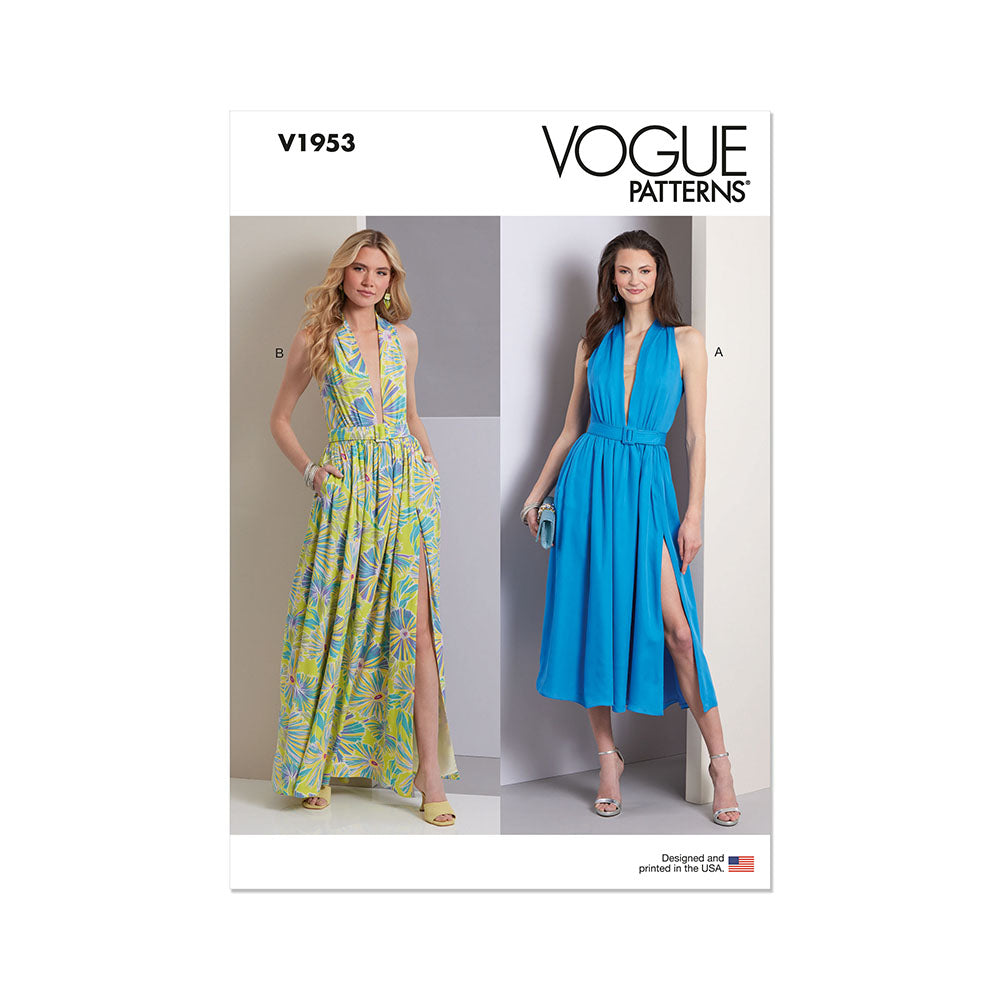 VOGUE V1953 Misses' Dress in Two Lengths and Belt