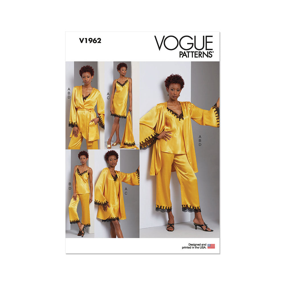 VOGUE V1962 Misses' Robe, Camisole, Slip Dress and Pants