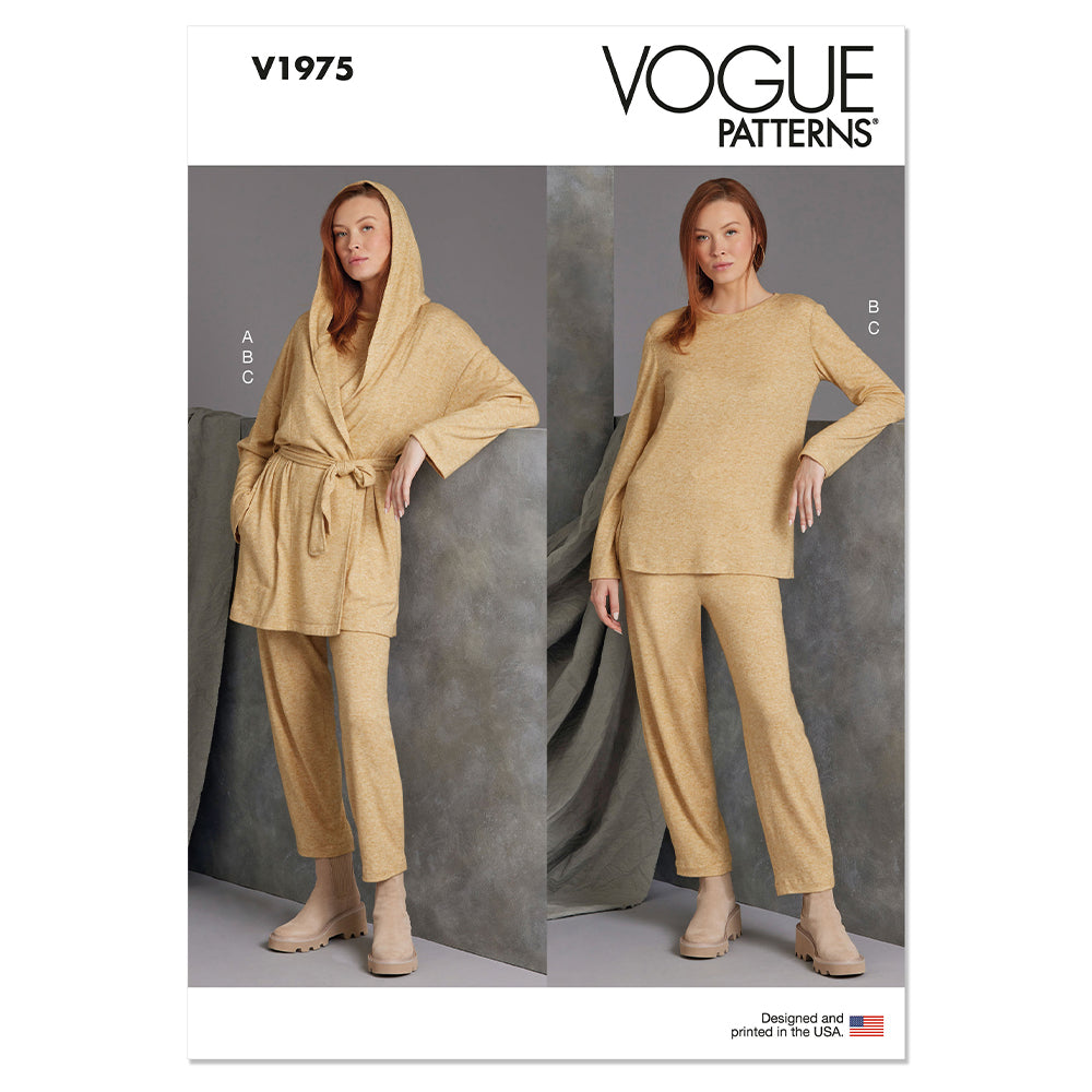 VOGUE V1975 Misses' Knit Jacket With Belt, Top and Pants