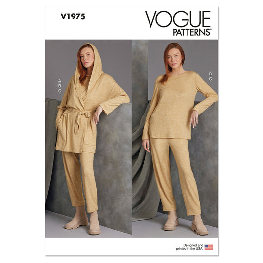 VOGUE V1975 Misses' Knit Jacket With Belt, Top and Pants