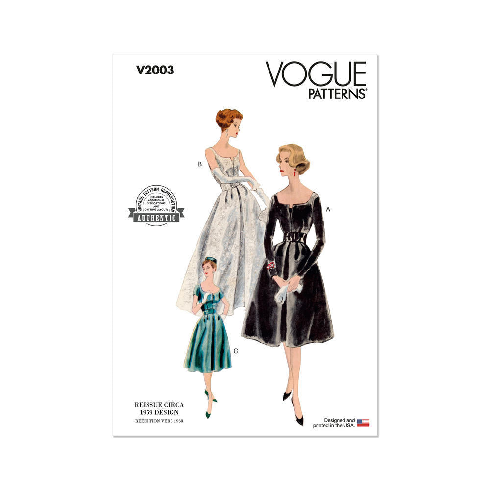 VOGUE V2003 Misses' Dress and Petticoat