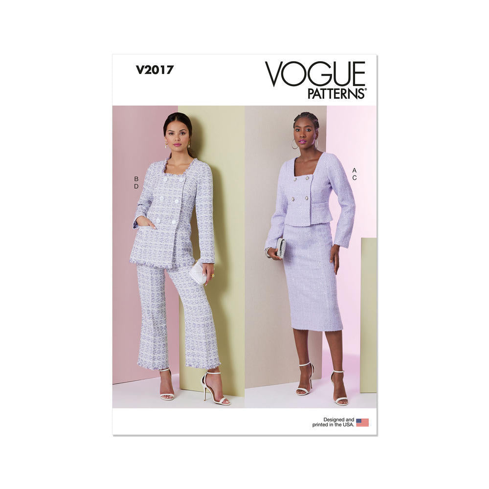 VOGUE V2017 Misses' Jacket in Two Lengths, Skirt and Pants