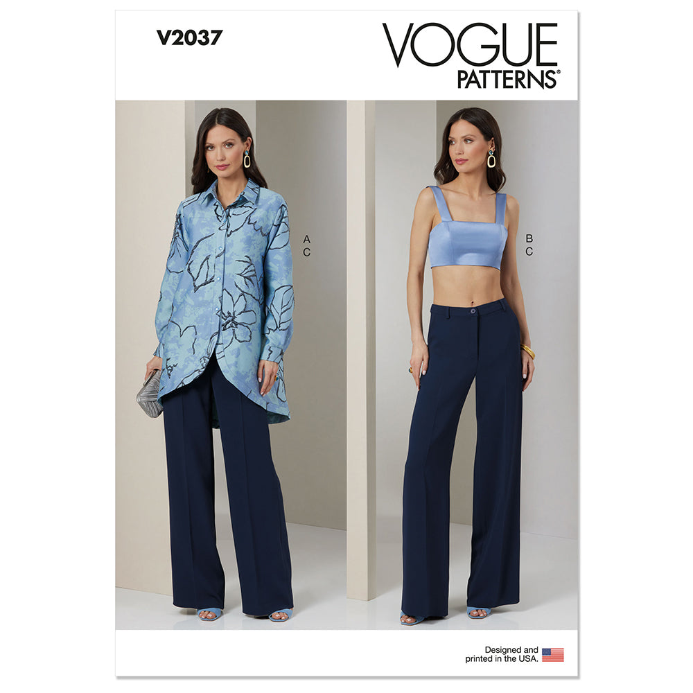VOGUE V2037 Misses' Shirt, Crop Top and Pants