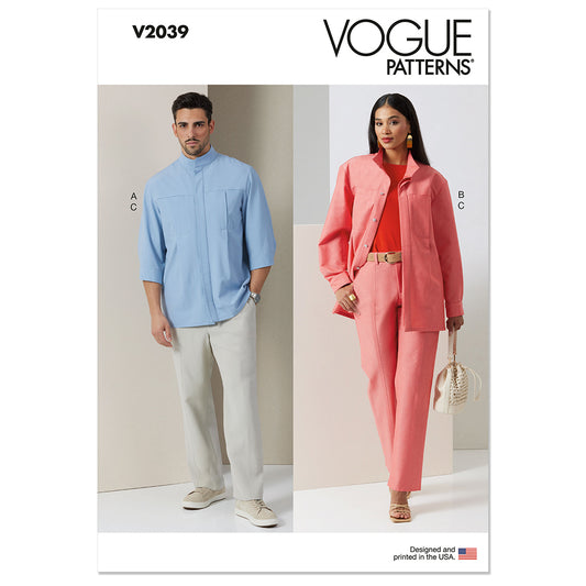 VOGUE V2039 Unisex Shirt and Pants