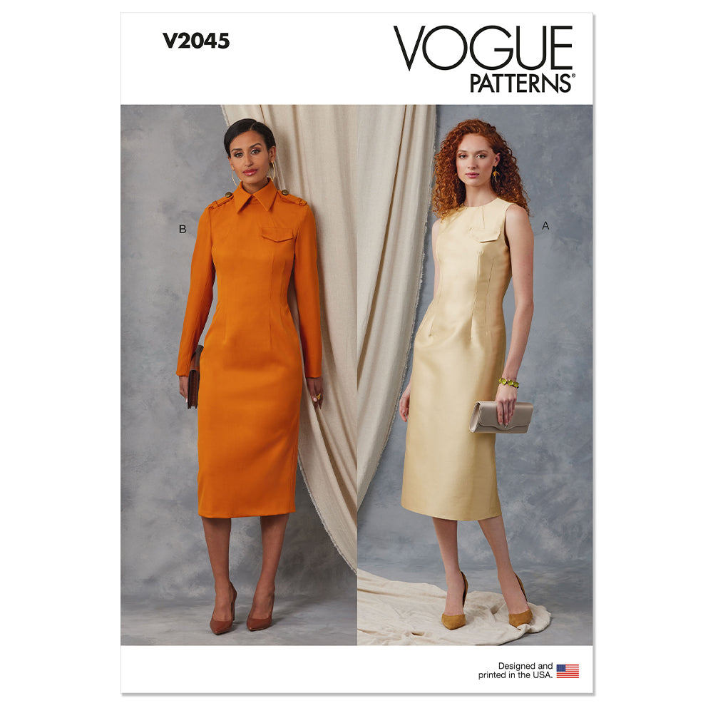 VOGUE V2045 Misses' Dress with Collar and Sleeve Variations