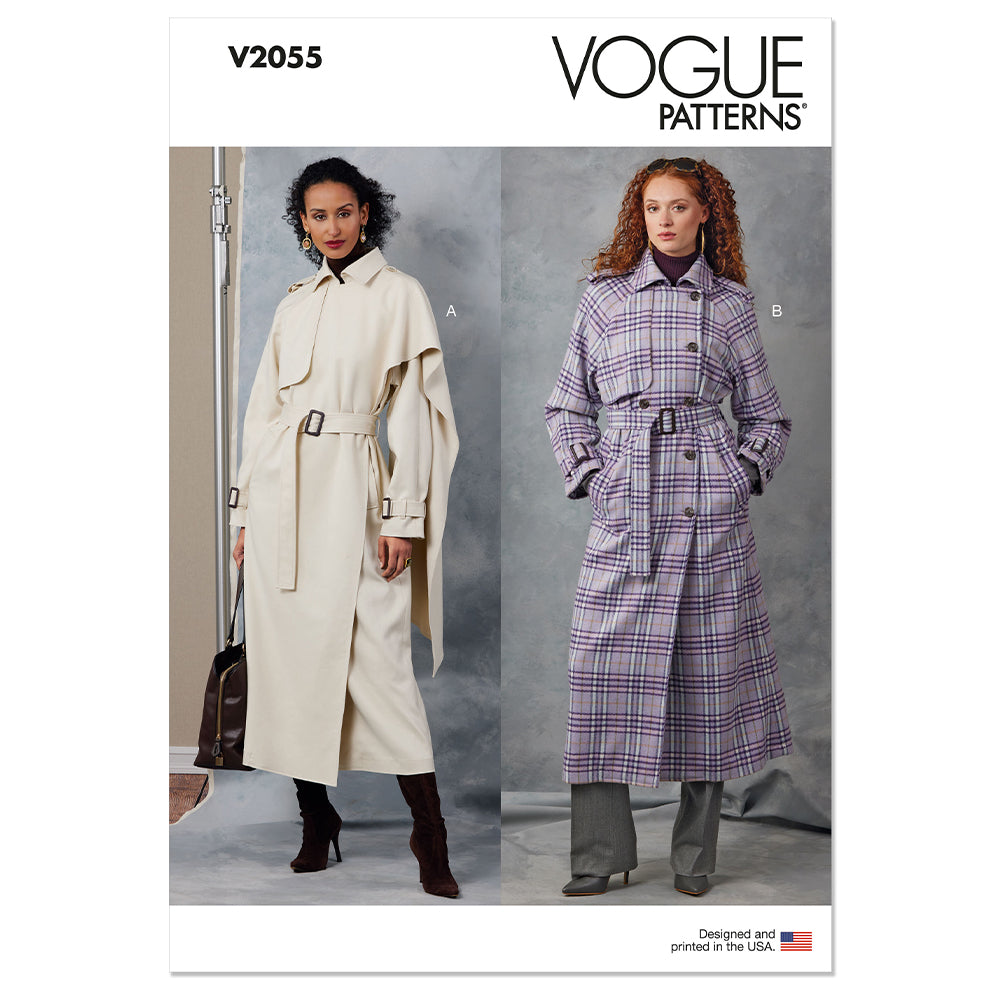 VOGUE V2055 Misses' Trench Coats and Belt