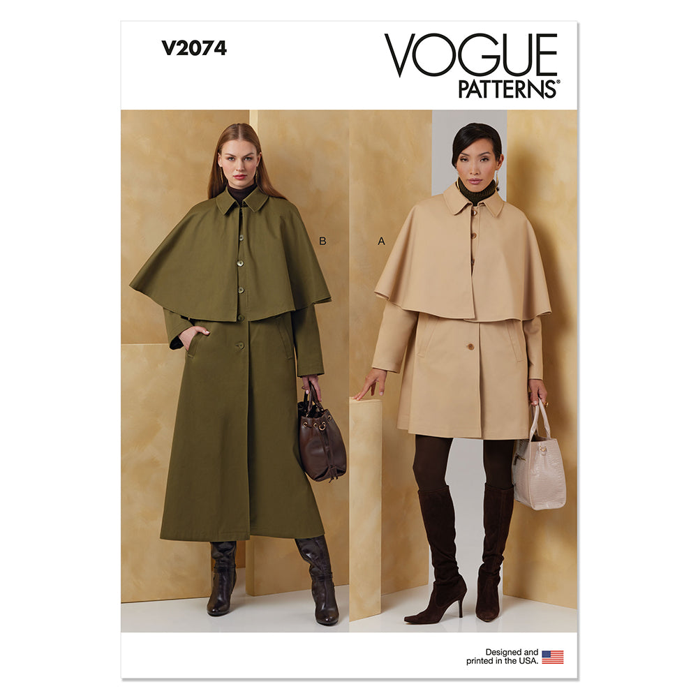 VOGUE V2074 Misses' Cape Coat in Two Lengths