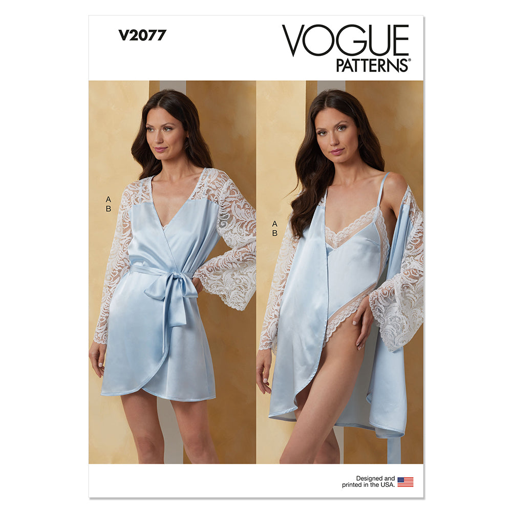 VOGUE V2077 Misses' Robe with Belt and Teddy