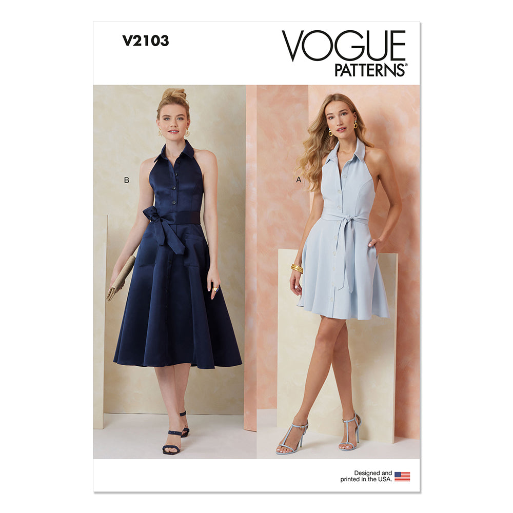 VOGUE V2103 Misses Dress in Two Lengths and Tie Belt