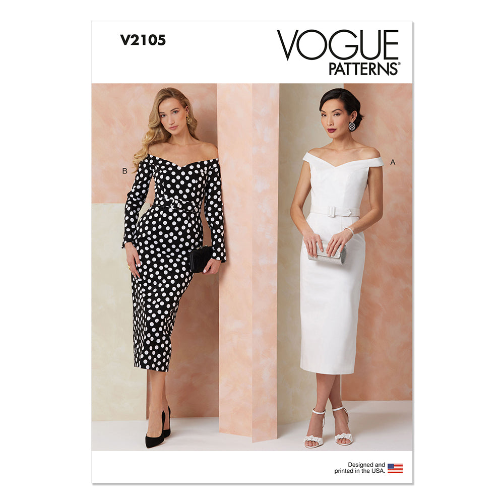 VOGUE V2105 Misses Dress with Petite Lines and Belt