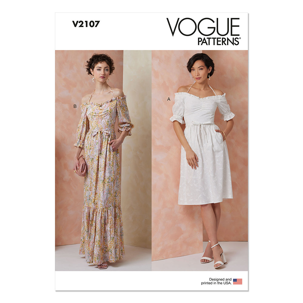 VOGUE V2107 Misses Dress in Two Lengths with Tie Belt