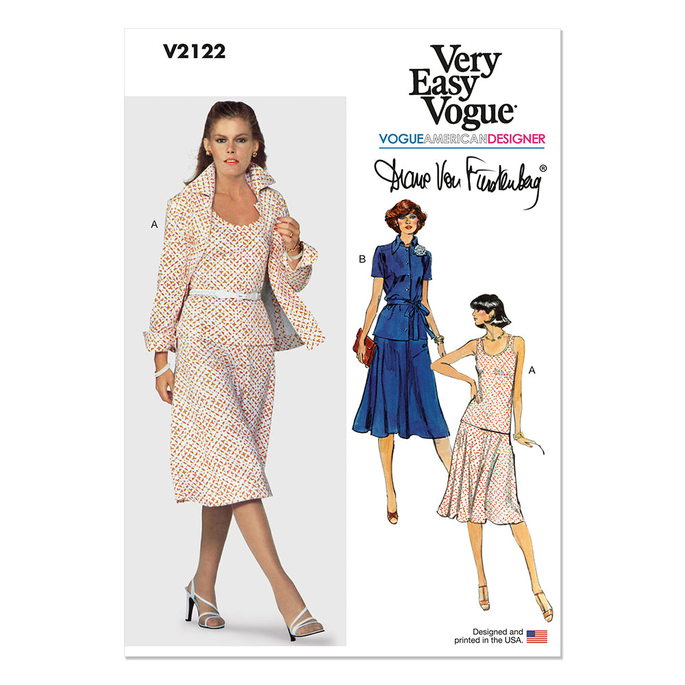 VOGUE V2122 Misses Knit Jacket, Belt, Skirt and Top by Diane von Furstenberg