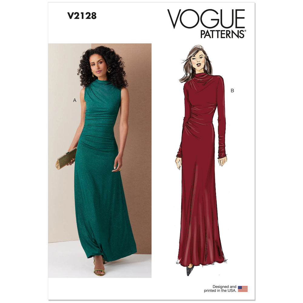VOGUE V2128 Misses Knit Dress with Ruching and Sleeve Variations